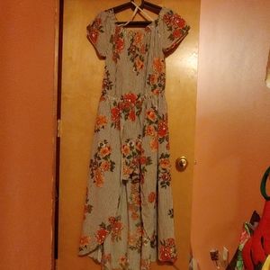 Striped floral romper dress